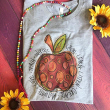 Load image into Gallery viewer, Shipping Dept. Small / Heather Gray Teacher Apple Hand Drawn Tee - 3 Color Choices

