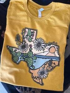 MISSMUDPIE Texas Native Hand Drawn - Mustard