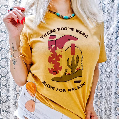 Shipping Dept. These Boots Were Made For Walkin - MUSTARD - THE ROAMING SAGUARO COLLECTION by Meghan Wolff