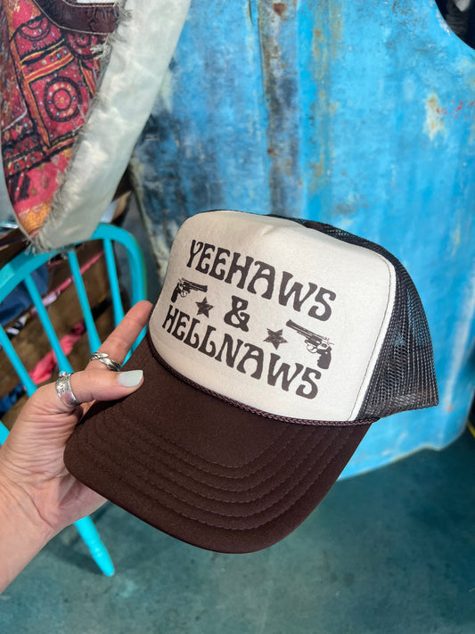 Shipping Dept. YEEHAWS & HELLNAWS Foam Trucker Cap - Brown & Tan